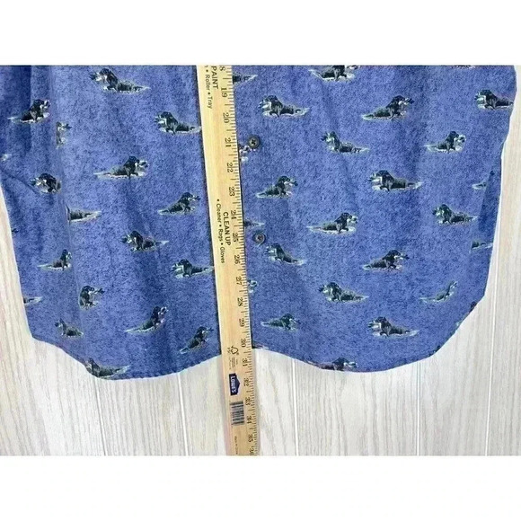 Woolrich Button Shirt Mens XL Blue Bird Dog Hunting Labrador Retriever Outdoor - Picture 7 of 9